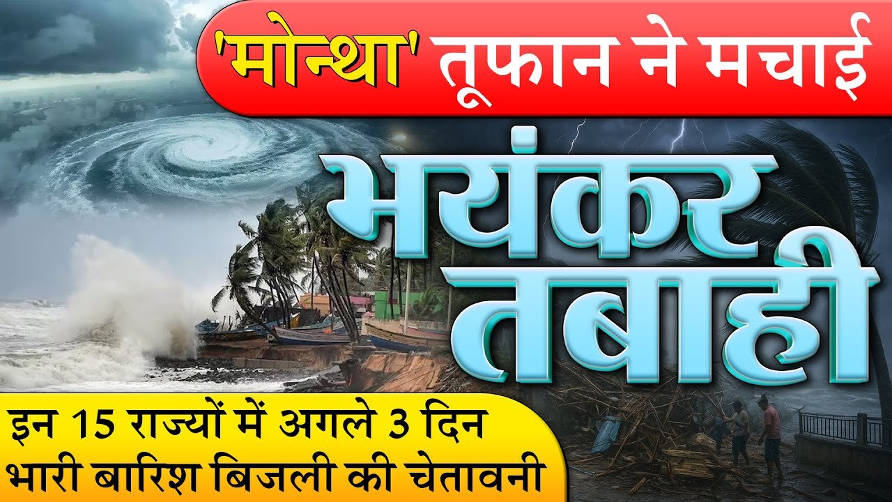 मोंथा तूफ़ान ने मचाया कहर! देश के 18 राज्यों में IMD ने जारी की भारी बारिश और तूफान की चेतावनी Weather Update Today